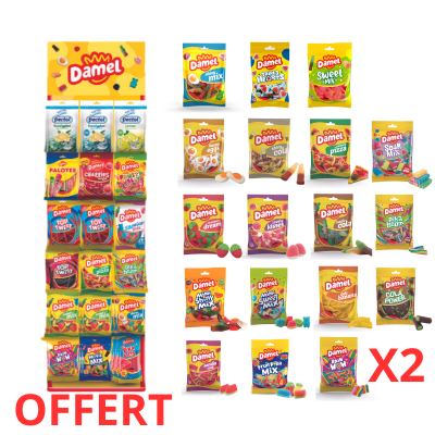 DAMEL - OFFRE PRESENTOIR + 2 RECHARGES DE 18 CARTONS 80gr