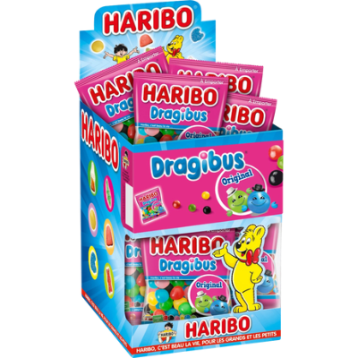 HARIBO - DRAGIBUS 40gr Boite de 30 mini sachets HLLWN