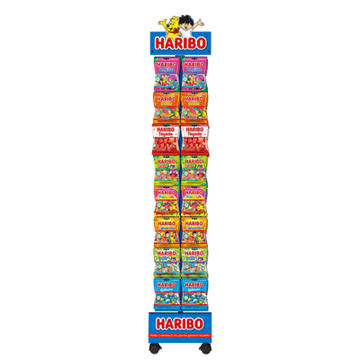 HARIBO - Colis prsentoir Mtal 16 broches 120 gr + 8 cartons de 30 sachets 100/120gr